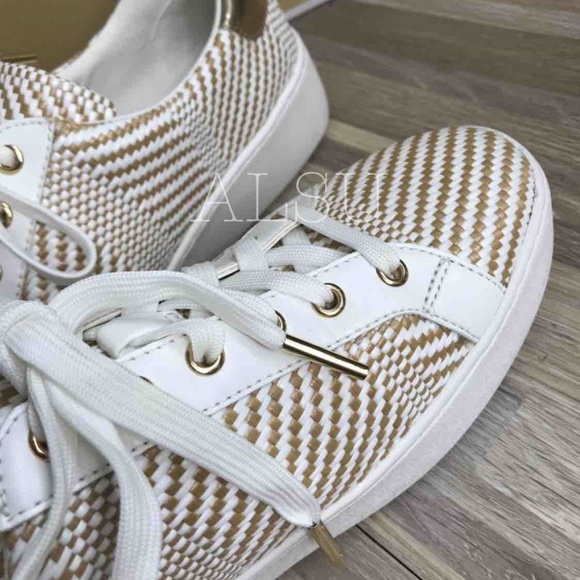 Michael Kors Poppy Lace Up Diagonal Weave Natural - Picture 6 of 8
